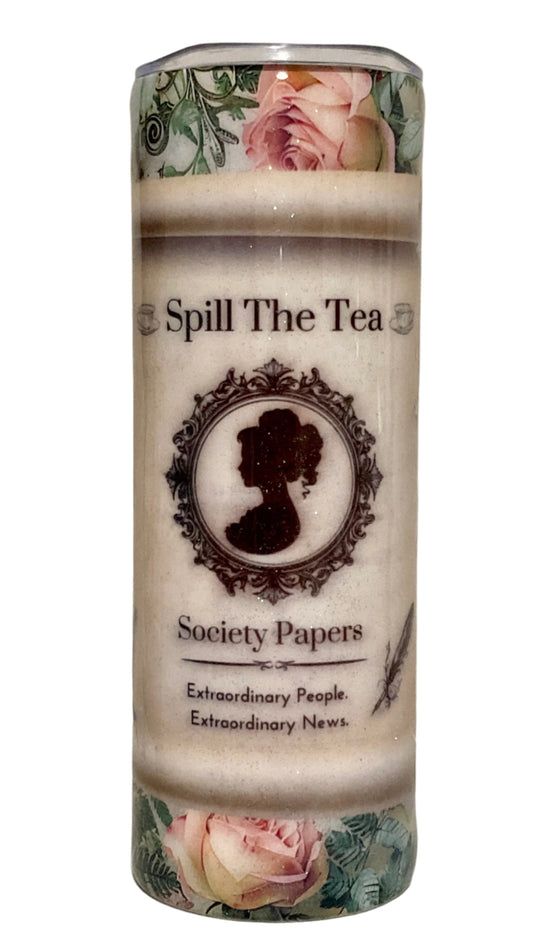 Bridgerton Spill The Tea Epoxy Pink Glitter Tumbler