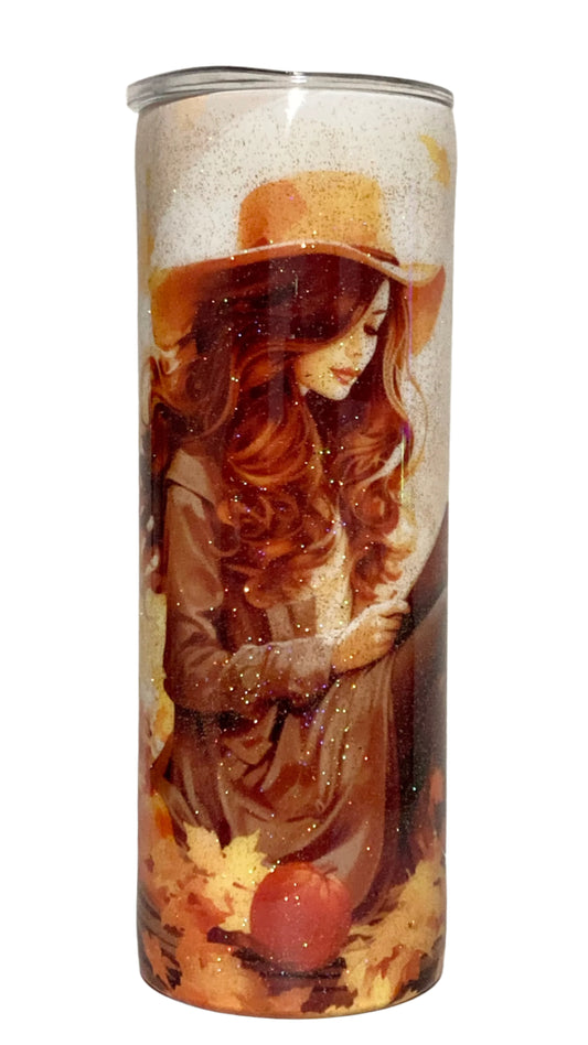 20oz Epoxy/Glitter Tumbler - Country Girl Fall Background
